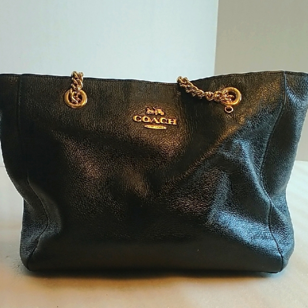 Coach Black Leather Tote Bag